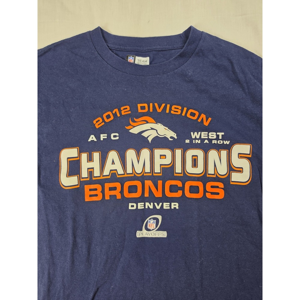 Denver Broncos Shirt Mens Small Blue NFL 2012 Division Champions Team Apparel